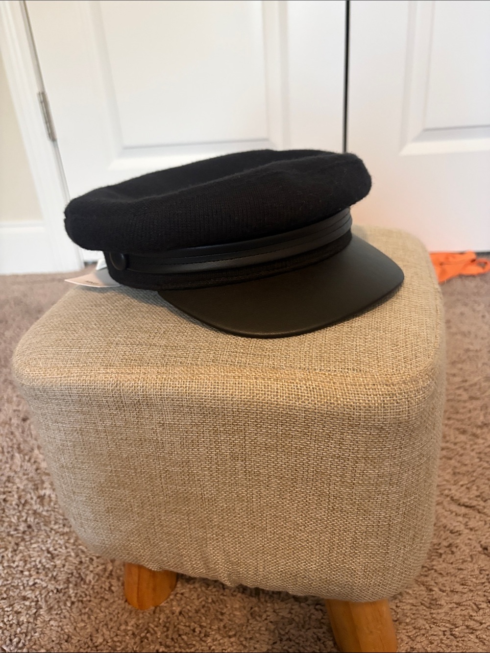 Women’s Black Fisherman Cap - Classic Flat Top Hat